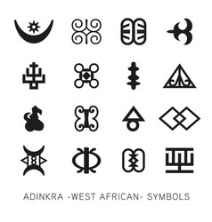 Set monochrome icons with adinkra symbols Vector Image