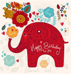 Floral elephant Royalty Free Vector Image - VectorStock