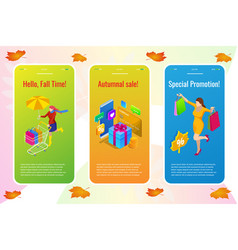 Autumn season sale tag and promotion label set Vector Image