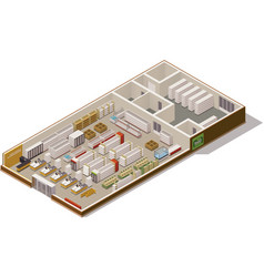 Isometric DIY supermarket interior plan Royalty Free Vector