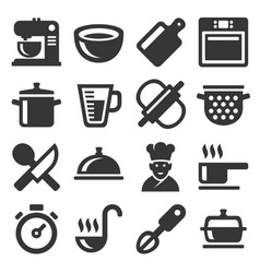Cooking and kitchen icons set on white background Vector Image