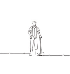 Single one line drawing female lumberjack Vector Image