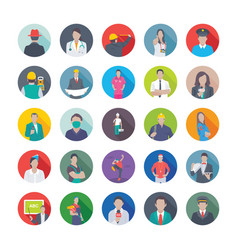 Professions flat icons set Royalty Free Vector Image