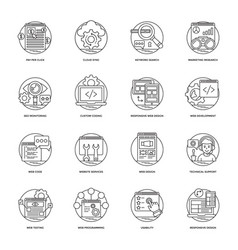 Web development flat icons Royalty Free Vector Image