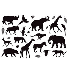 Black silhouette african wildebeest Royalty Free Vector