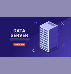 Isometric data center server technology server Vector Image