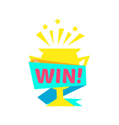 Win congratulations sticker design template Vector Image