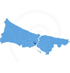 Istanbul map with administrative districts where Vector Image