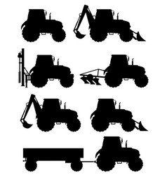 Tractor silhouette on a white background Vector Image