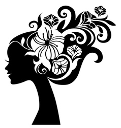 Beautiful woman silhouette with flowers Royalty Free Vector