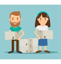 Young family moving to a new house Royalty Free Vector Image