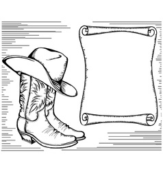 Cowboy boots and hat color isolated for desi Vector Image