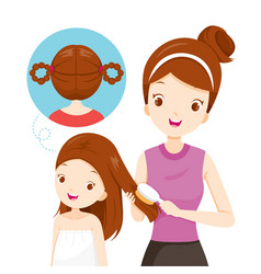 Mother rub daughter hair with towel Royalty Free Vector