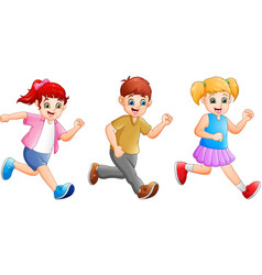 Cartoon happy kids jumping together Royalty Free Vector