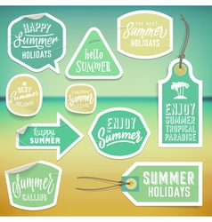 Summer holiday vacation stickers and labels Vector Image