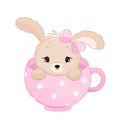 Cute baby boy rabbit inside the cup pastel colors Vector Image