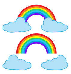 Pixel rainbow with clouds isolated Royalty Free Vector Image