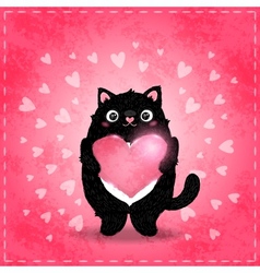 Happy valentines card cute cat with heart Vector Image