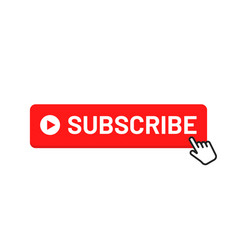 Gold subscribe button with cursor in golden flat Vector Image