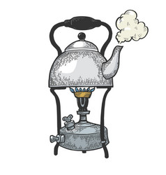 Glass kettle with boiling water and steam Vector Image