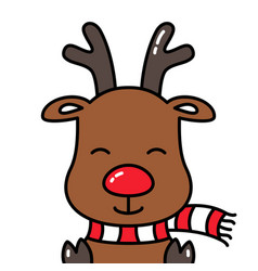 Cute cartoon reindeer with red nose surprised Vector Image