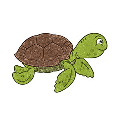 Textured cartoon sea turtle on white background Vector Image