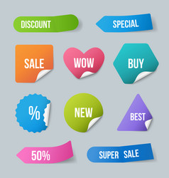 Sticker mockup round folded paper label Royalty Free Vector