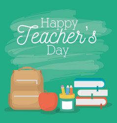 Happy teacher day card celebration elements Vector Image