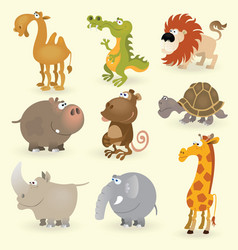 Wild animals cartoons set Royalty Free Vector Image