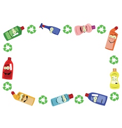 Funny recycling bins holding woodens signs Vector Image