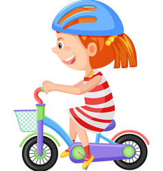 Little girl wearing pink helmet riding bike Vector Image