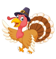 Cartoon turkey waving isolated on white background