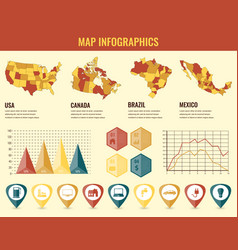 Infographics elements set with collection maps Vector Image