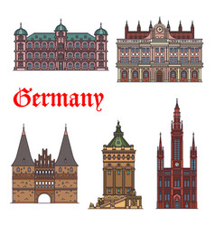 German tourist sight and travel landmark icon set Vector Image