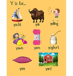 Flashcard letter y is for yawn Royalty Free Vector Image