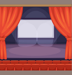 Red curtains theater scene stage colorful glitter Vector Image