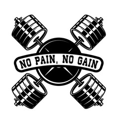 Crossed heavy athletic barbells in engraving Vector Image