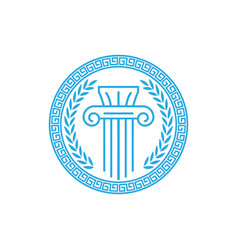 Circle ancient greek coin with pillar column Vector Image