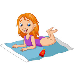 Girl sunbathing Royalty Free Vector Image - VectorStock