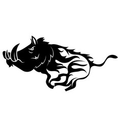 Running Wild Boar Black And White Royalty Free Vector Image