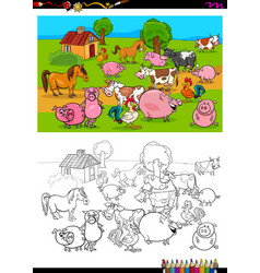 Farm animal characters coloring book Royalty Free Vector