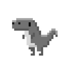 Pixel art 8-bit cartoon dinosaur saying hello Vector Image