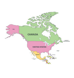 Map of north america Royalty Free Vector Image