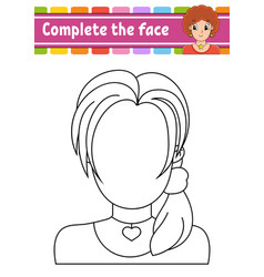 Worksheet complete face coloring book Royalty Free Vector