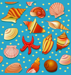Beach seamless pattern sand and sea shells Vector Image