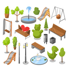 Isometric green city park concept Royalty Free Vector Image