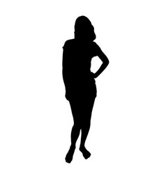 Black silhouette woman standing people on white Vector Image