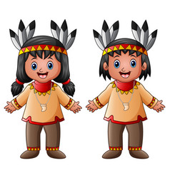 Native american indian boy with hen Royalty Free Vector