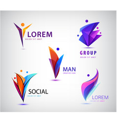 Colorful 3 men logo people Royalty Free Vector Image