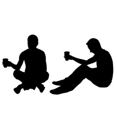 Silhouettes of men smoking Royalty Free Vector Image